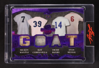 2025 Leaf Spectacular GOATS Quad Materials Purple #TG-5 #1/7 Mickey Mantle / Roy Campanella / Ernie Banks / Stan Musial at PristineAuction.com