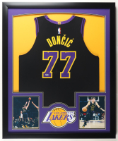 Luka Doncic Signed Custom Framed Authentic Jersey Display with Photos (PSA) at PristineAuction.com