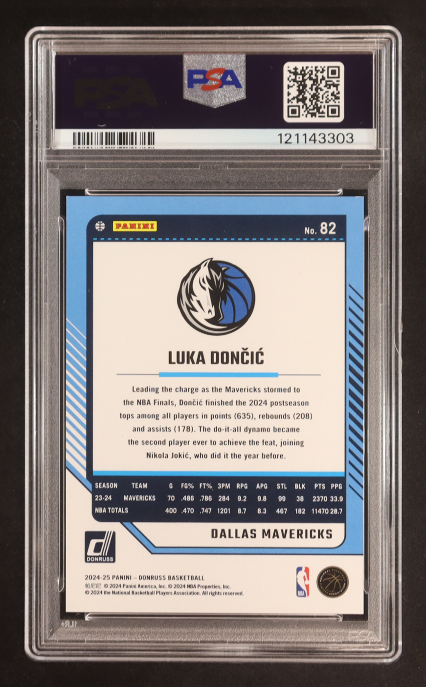 Luka Doncic 2024-25 Donruss Holo Laser #82 #061/149 (PSA 8) at PristineAuction.com Luka Doncic 2024-25 Donruss Holo Laser #82 #061/149 (PSA 8) at PristineAuction.com