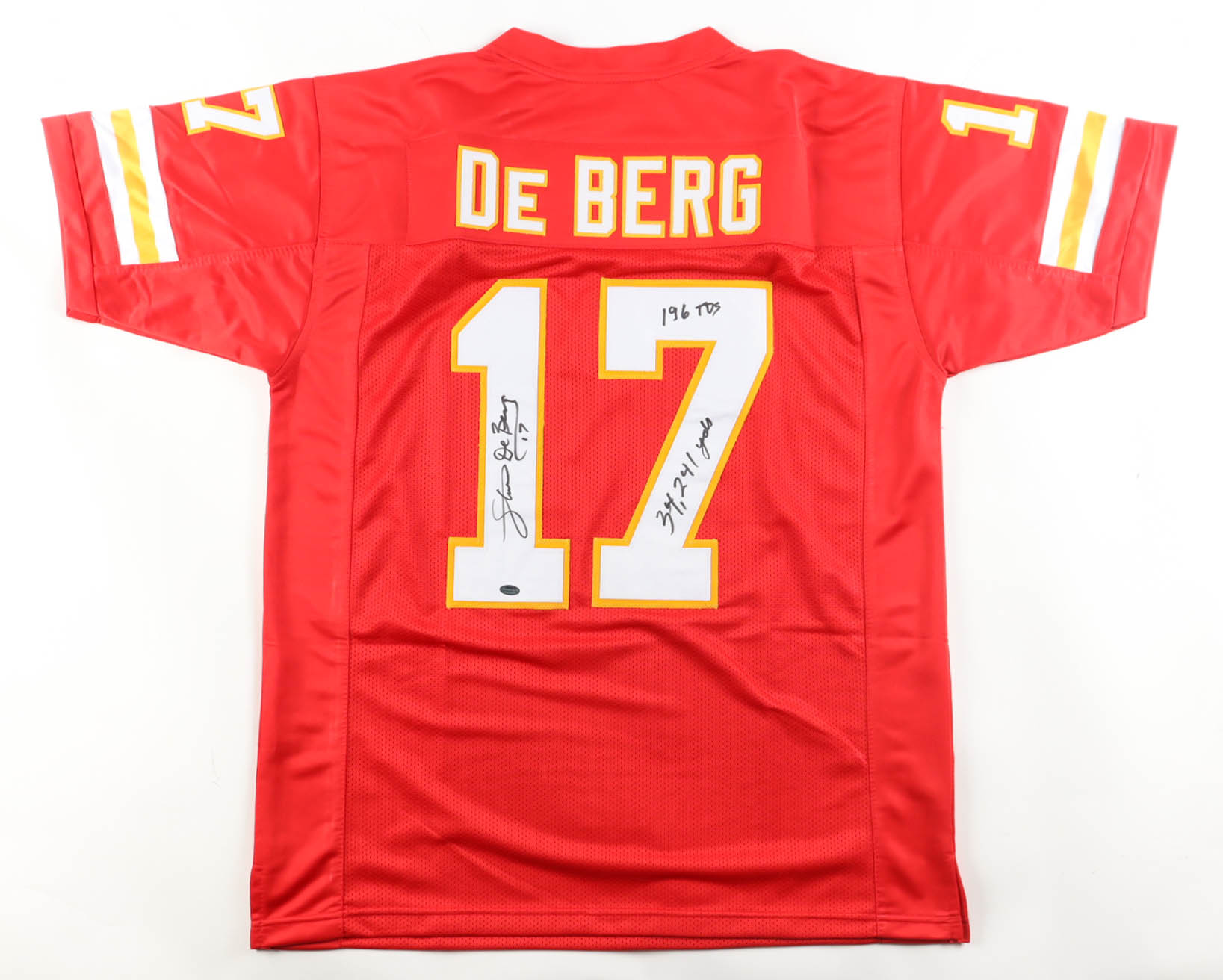 Steve DeBerg Signed Jersey Inscribed "34,241 Yds" & "196 TD's" (Schwartz) at PristineAuction.com Steve DeBerg Signed Jersey Inscribed "34,241 Yds" & "196 TD's" (Schwartz) at PristineAuction.com