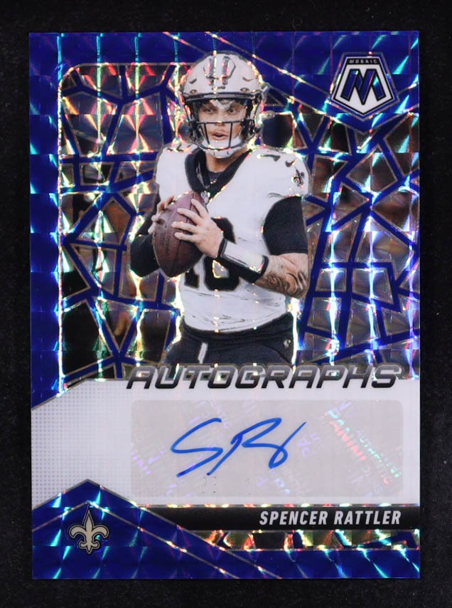 Spencer Rattler 2025 Panini Mosaic Autographs Mosaic Blue #14 #29/99 at PristineAuction.com Spencer Rattler 2025 Panini Mosaic Autographs Mosaic Blue #14 #29/99 at PristineAuction.com