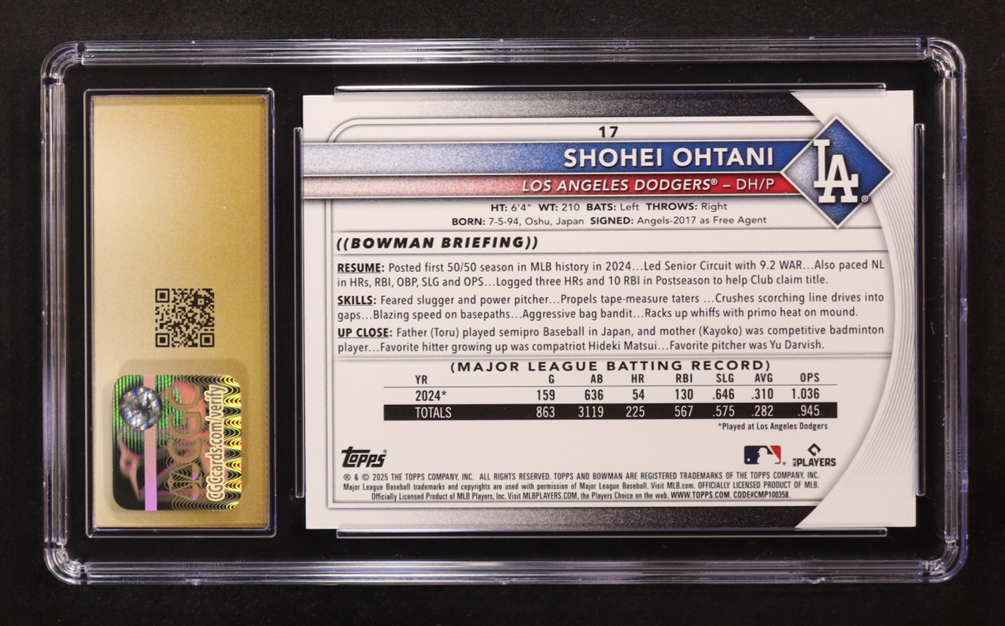 Shohei Ohtani 2025 Bowman #17 (CGC Pristine 10) at PristineAuction.com Shohei Ohtani 2025 Bowman #17 (CGC Pristine 10) at PristineAuction.com