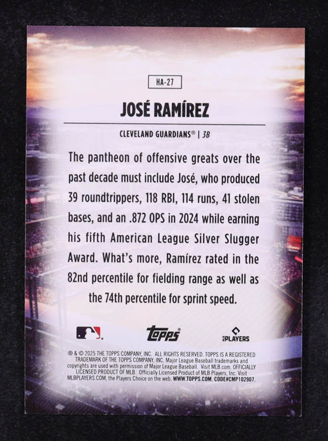 Jose Ramirez 2025 Topps Home Field Advantage #HA27 at PristineAuction.com Jose Ramirez 2025 Topps Home Field Advantage #HA27 at PristineAuction.com