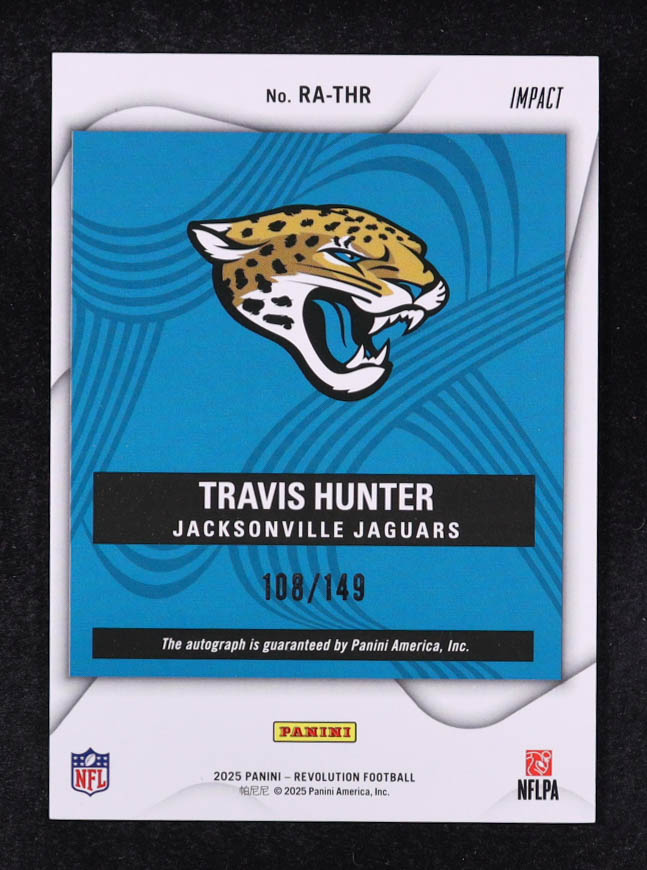 Travis Hunter 2025 Panini Revolution Rookie Autographs Impact #2 RC #108/149 at PristineAuction.com Travis Hunter 2025 Panini Revolution Rookie Autographs Impact #2 RC #108/149 at PristineAuction.com