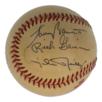 1984 World Series Umpires | 1984 World Series Logo Baseball Baseball Signed by (6) with Doug Harvey, Bruce Froemming, Paul Runge (JSA) at PristineAuction.com