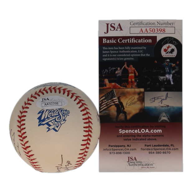 1999 World Series Umpires | 1999 World Series Logo Baseball Baseball Signed by (6) with Jim Joyce, Rocky Roe, Steve Rippley (JSA) at PristineAuction.com 1999 World Series Umpires | 1999 World Series Logo Baseball Baseball Signed by (6) with Jim Joyce, Rocky Roe, Steve Rippley (JSA) at PristineAuction.com