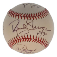1999 World Series Umpires | 1999 World Series Logo Baseball Baseball Signed by (6) with Jim Joyce, Rocky Roe, Steve Rippley (JSA) at PristineAuction.com