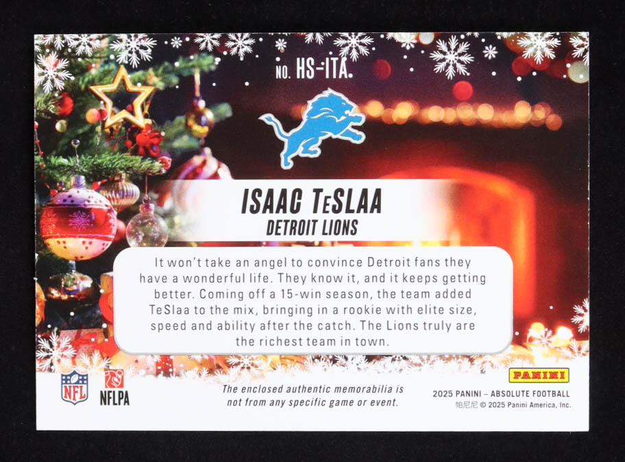 Isaac TeSlaa 2025 Absolute Holiday Suit #11 RC at PristineAuction.com Isaac TeSlaa 2025 Absolute Holiday Suit #11 RC at PristineAuction.com