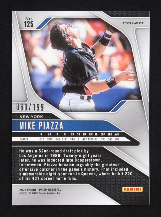 Mike Piazza 2025 Panini Prizm Prizms Blue #125 #60/199 at PristineAuction.com Mike Piazza 2025 Panini Prizm Prizms Blue #125 #60/199 at PristineAuction.com