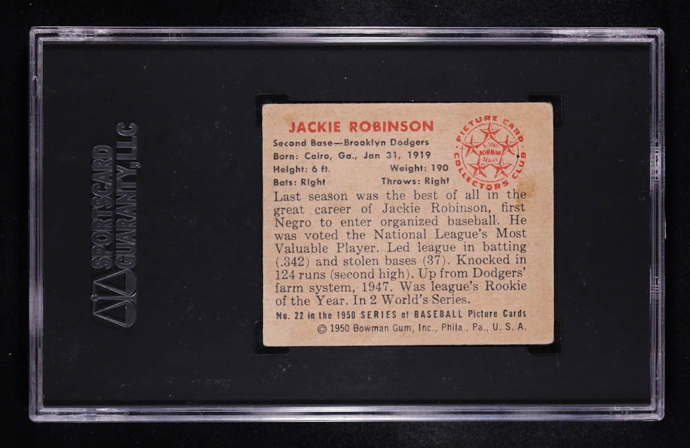 Jackie Robinson 1950 Bowman #22 (SGC 3.5) at PristineAuction.com Jackie Robinson 1950 Bowman #22 (SGC 3.5) at PristineAuction.com