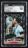 Lionel Messi 2024 Leaf Special Release Metal Prized Legend Black Mojo #PL-17 #4/7 (CGC 10) at PristineAuction.com