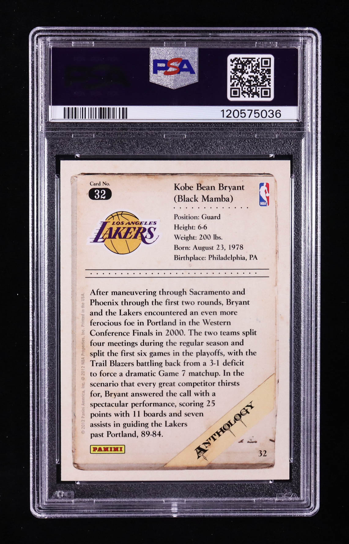 Kobe Bryant 2012-13 Panini Kobe Anthology #32 (PSA 10) at PristineAuction.com Kobe Bryant 2012-13 Panini Kobe Anthology #32 (PSA 10) at PristineAuction.com