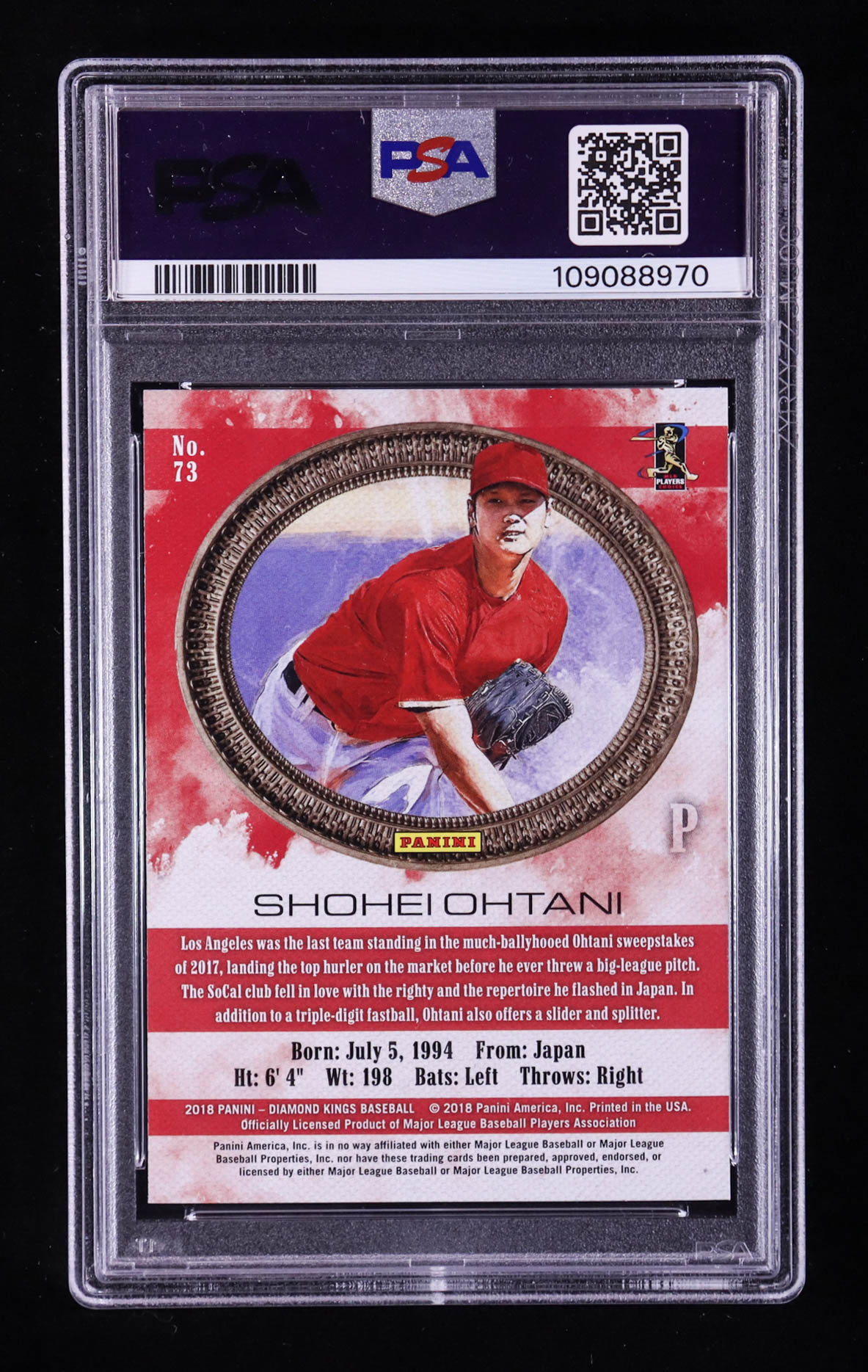 Shohei Ohtani 2018 Diamond Kings #73 RC (PSA 10) at PristineAuction.com Shohei Ohtani 2018 Diamond Kings #73 RC (PSA 10) at PristineAuction.com