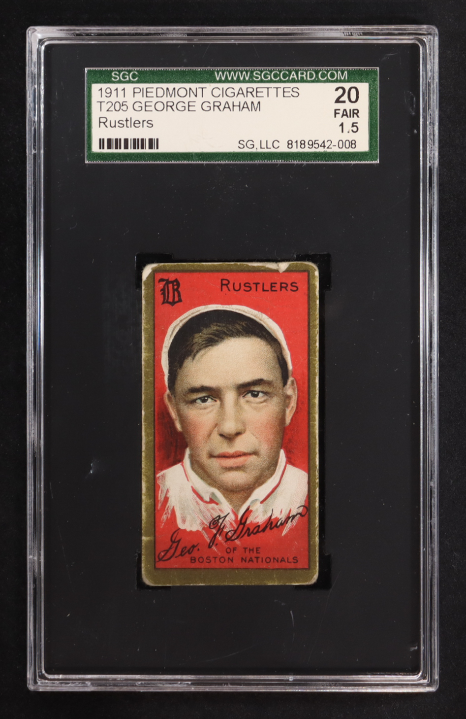 George F. Graham 1911 T205 Gold Border #78 / Boston Rustlers (SGC 1.5) at PristineAuction.com George F. Graham 1911 T205 Gold Border #78 / Boston Rustlers (SGC 1.5) at PristineAuction.com