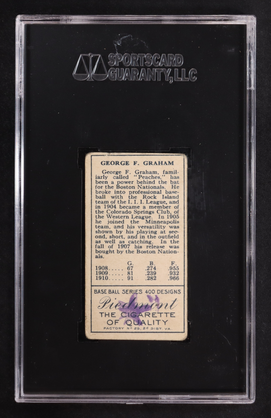 George F. Graham 1911 T205 Gold Border #78 / Boston Rustlers (SGC 1.5) at PristineAuction.com George F. Graham 1911 T205 Gold Border #78 / Boston Rustlers (SGC 1.5) at PristineAuction.com