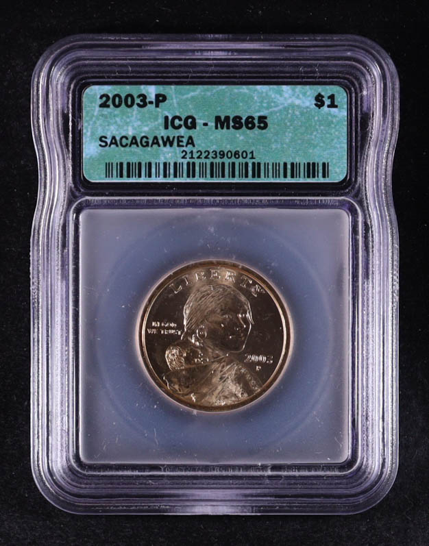 2003-P Sacagawea $1 Dollar Coin (ICG MS65) at PristineAuction.com 2003-P Sacagawea $1 Dollar Coin (ICG MS65) at PristineAuction.com