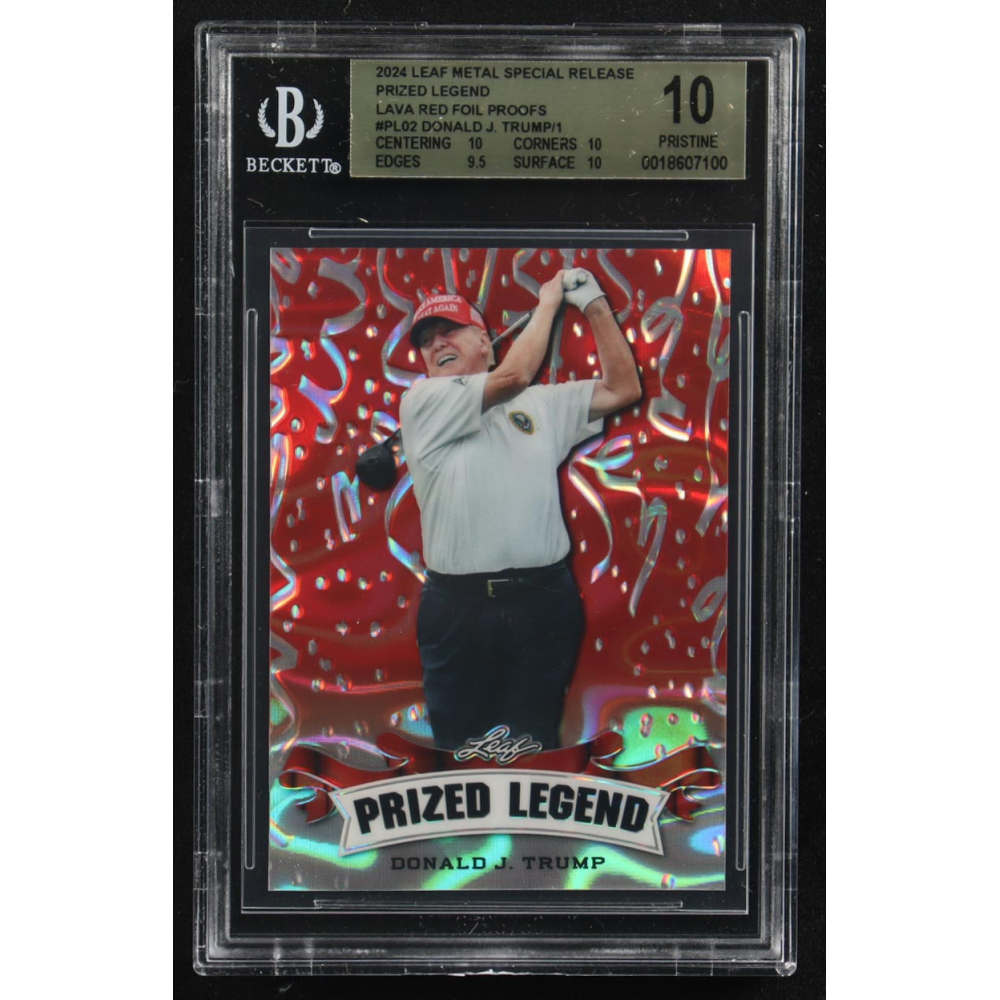 Donald J. Trump 2024 Leaf Metal Special Release Prized Legend Lava Red Foil Proofs #PL02 (BGS 10) at PristineAuction.com