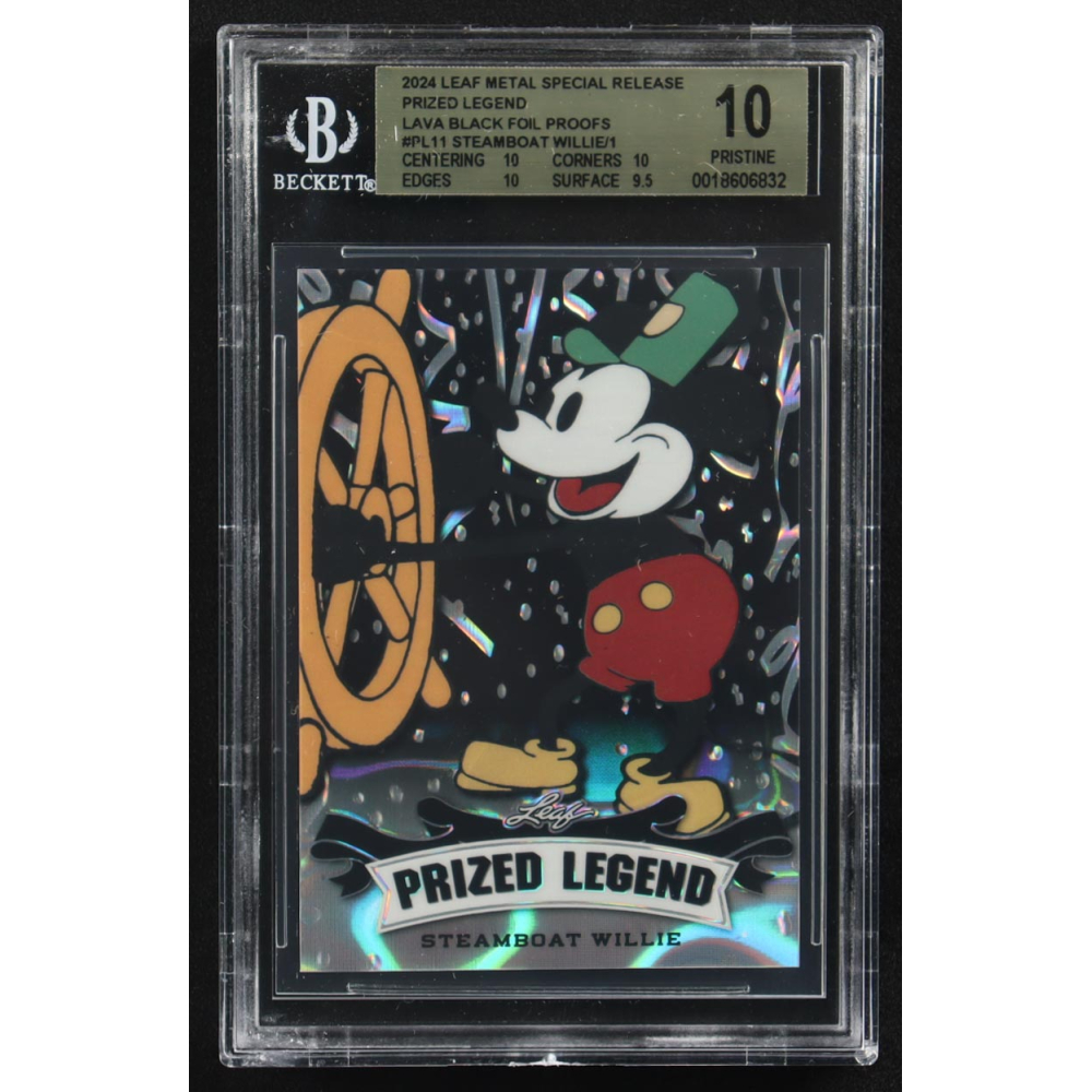 Steamboat Willie 2024 Leaf Metal Special Release Prized Legend Lava Black Foil Proofs #PL11 (BGS 10) at PristineAuction.com