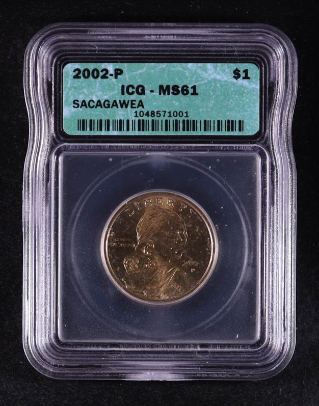 2002-P Sacagawea $1 Dollar Coin (ICG MS61) at PristineAuction.com 2002-P Sacagawea $1 Dollar Coin (ICG MS61) at PristineAuction.com
