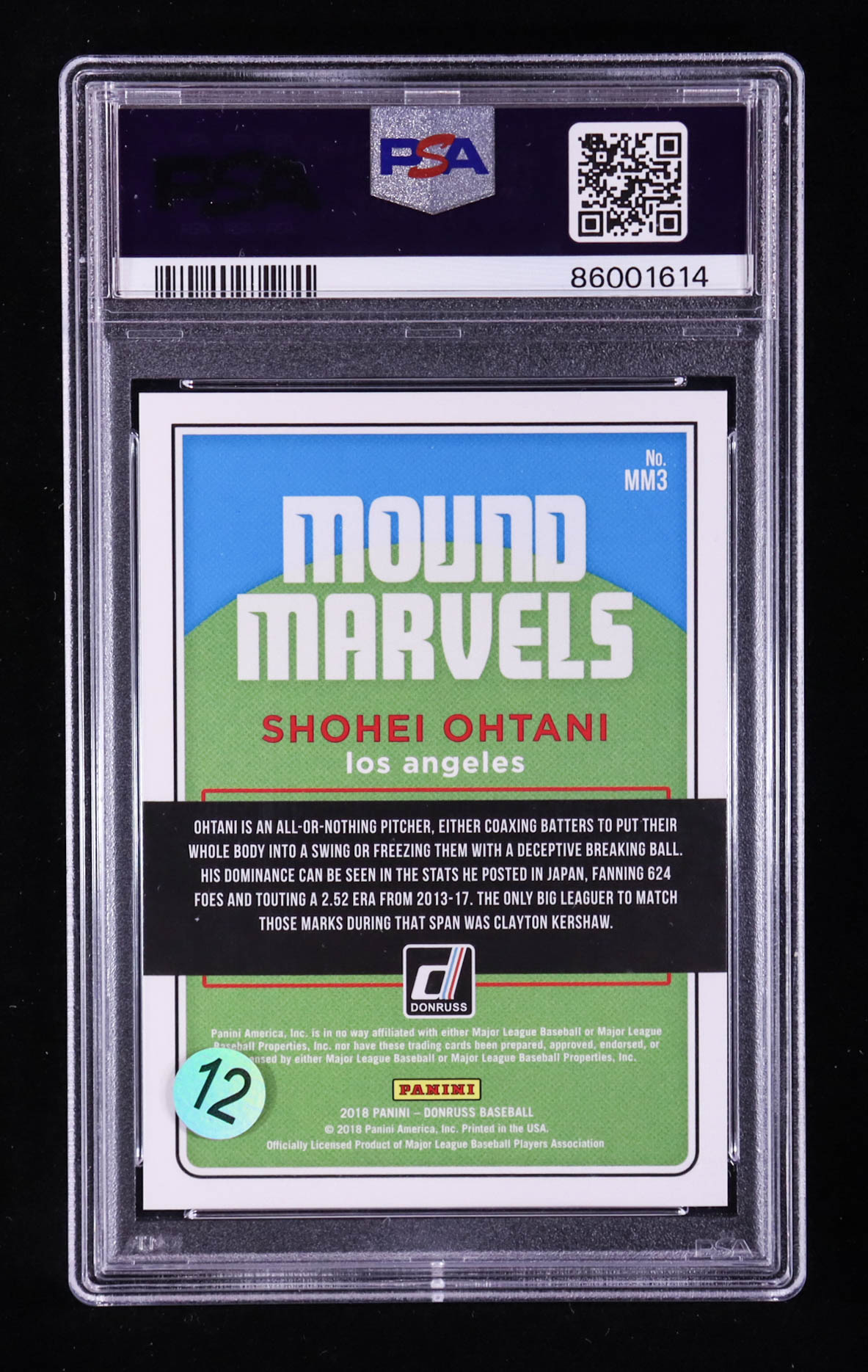 Shohei Ohtani 2018 Donruss Mound Marvels Crystals #3 RC (PSA 10) at PristineAuction.com Shohei Ohtani 2018 Donruss Mound Marvels Crystals #3 RC (PSA 10) at PristineAuction.com