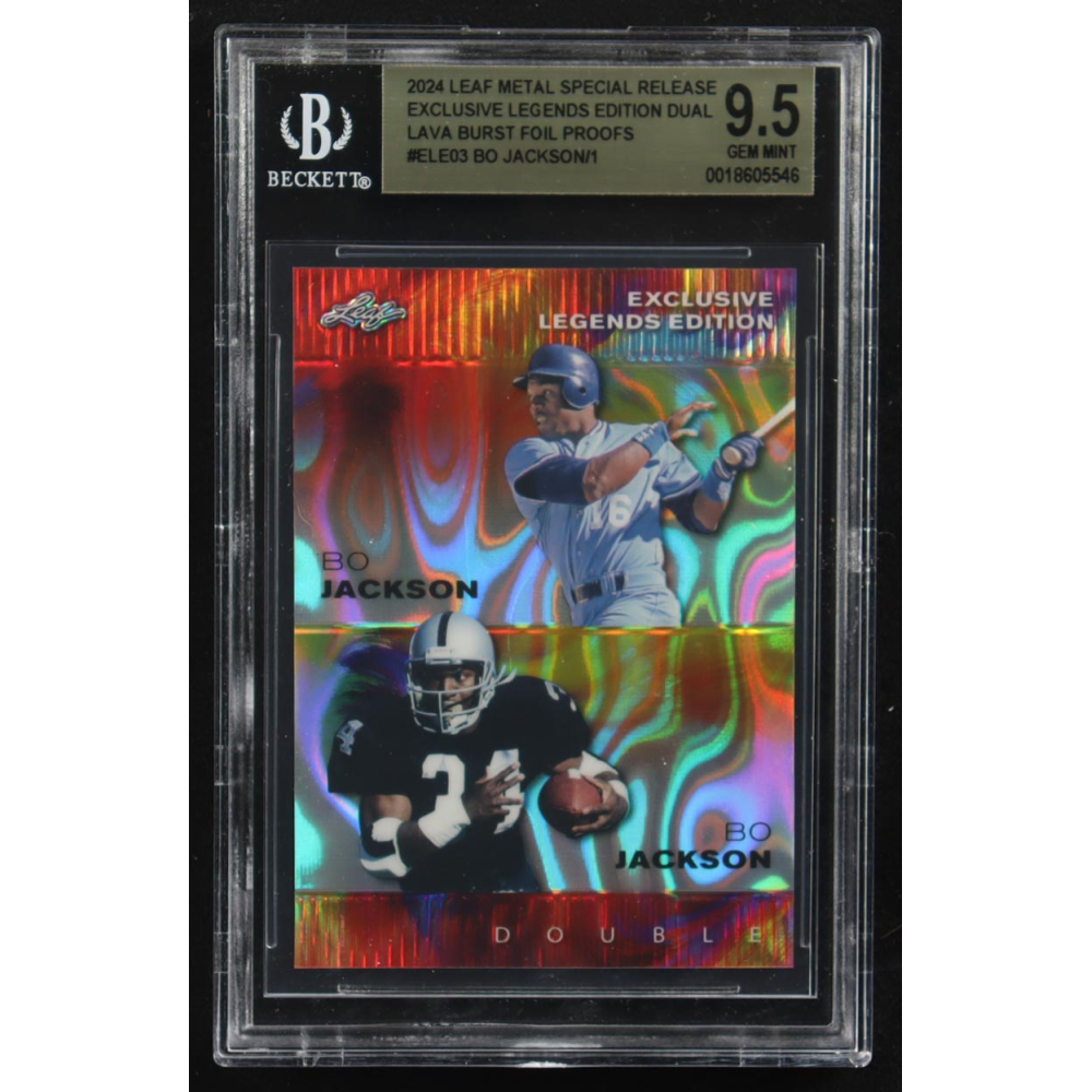 Bo Jackson / Bo Jackson 2024 Leaf Metal Special Release Exclusive Legends Ed. Dual Lava Burst Foil Proofs #ELE03 (BGS 9.5) at PristineAuction.com
