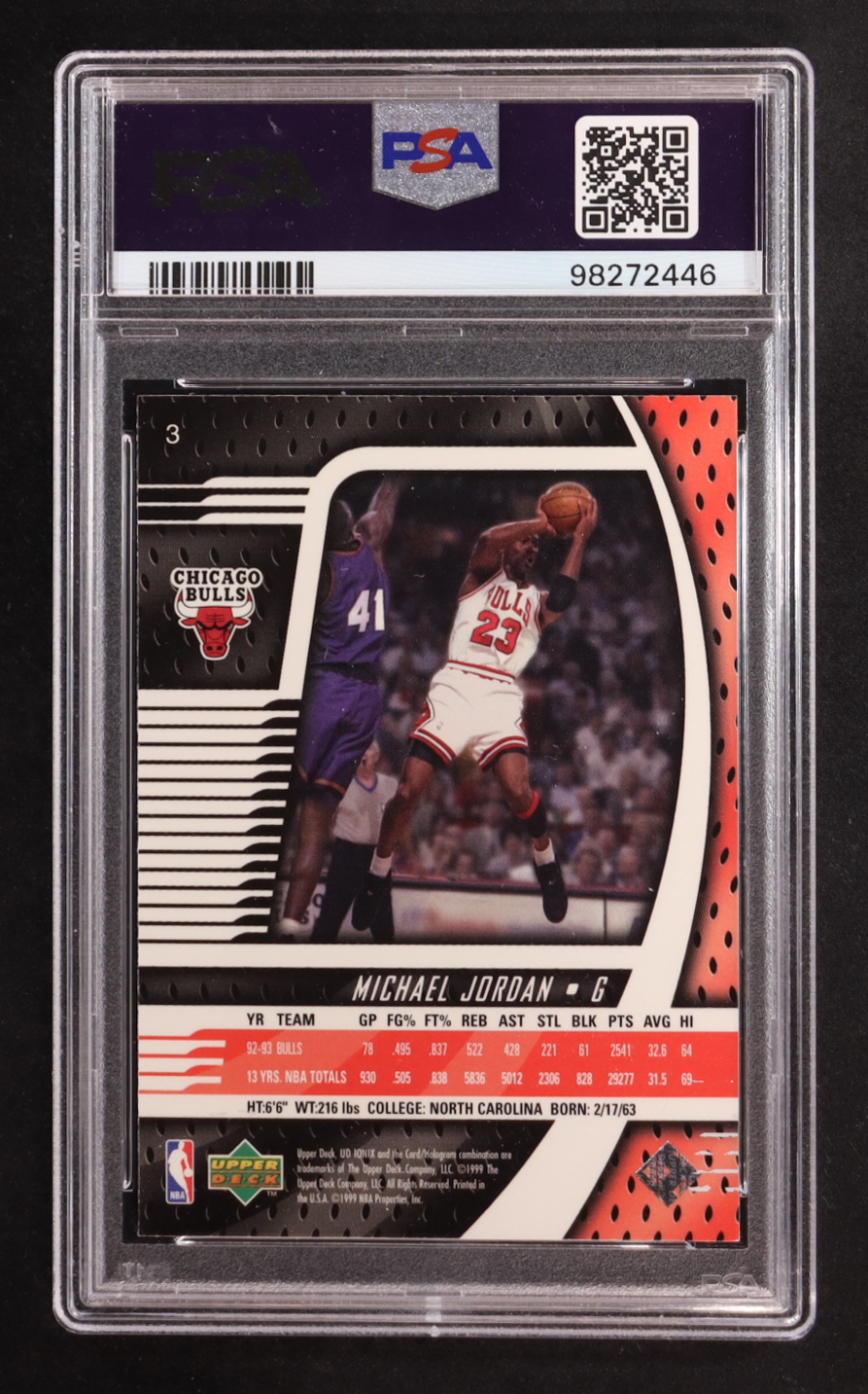 Michael Jordan 1998-99 UD Ionix #3 (PSA 9) at PristineAuction.com Michael Jordan 1998-99 UD Ionix #3 (PSA 9) at PristineAuction.com