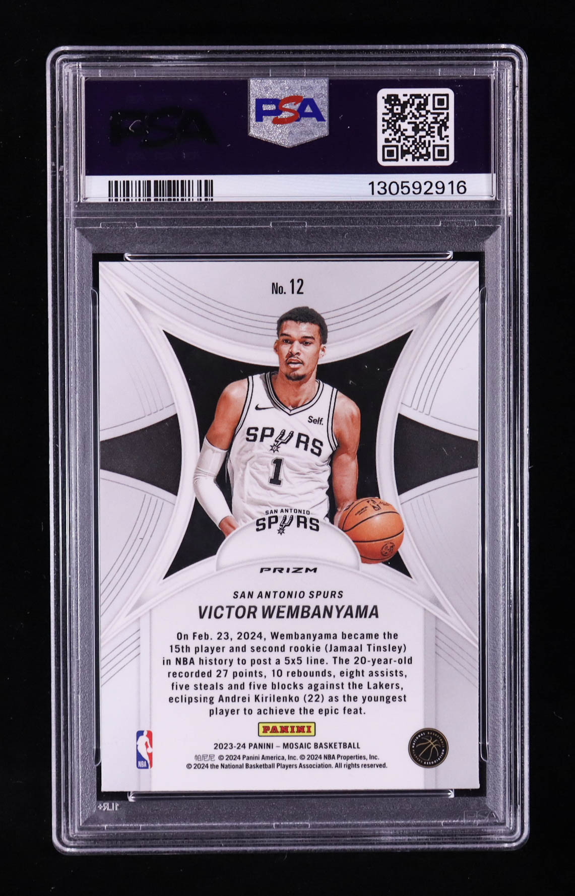 Victor Wembanyama 2023-24 Panini Mosaic Epic Performers Mosaic Green #12 RC (PSA 10) at PristineAuction.com Victor Wembanyama 2023-24 Panini Mosaic Epic Performers Mosaic Green #12 RC (PSA 10) at PristineAuction.com