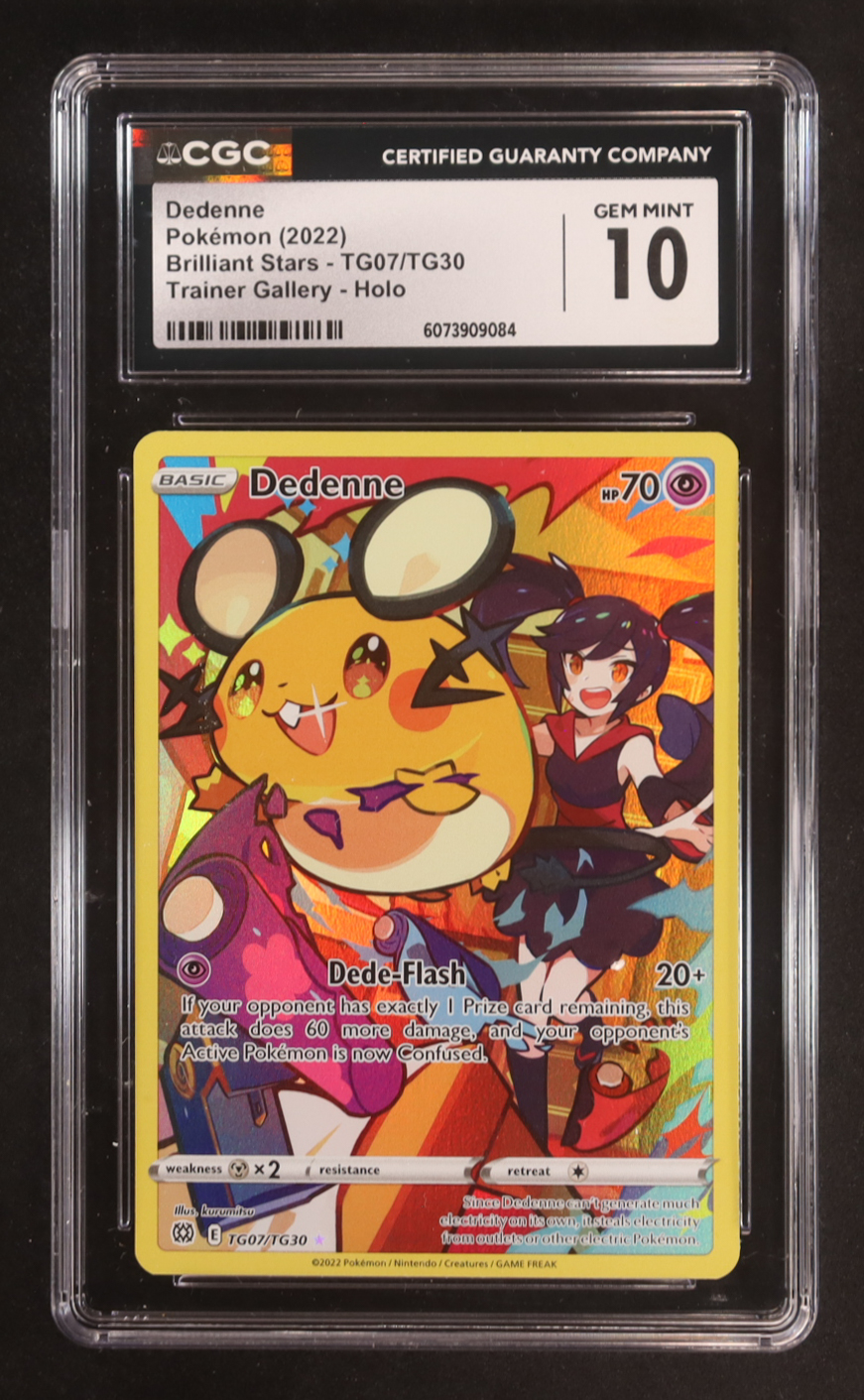 Dedenne 2022 Pokemon Sword and Shield Brilliant Stars Trainers Gallery #TG07 (CGC 10) at PristineAuction.com Dedenne 2022 Pokemon Sword and Shield Brilliant Stars Trainers Gallery #TG07 (CGC 10) at PristineAuction.com