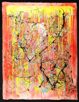 "Neon Heartbeat" 2025 40x52 Original Painting on Canvas by Tadas Zaicikas | TedyZet (Zaicikas) at PristineAuction.com