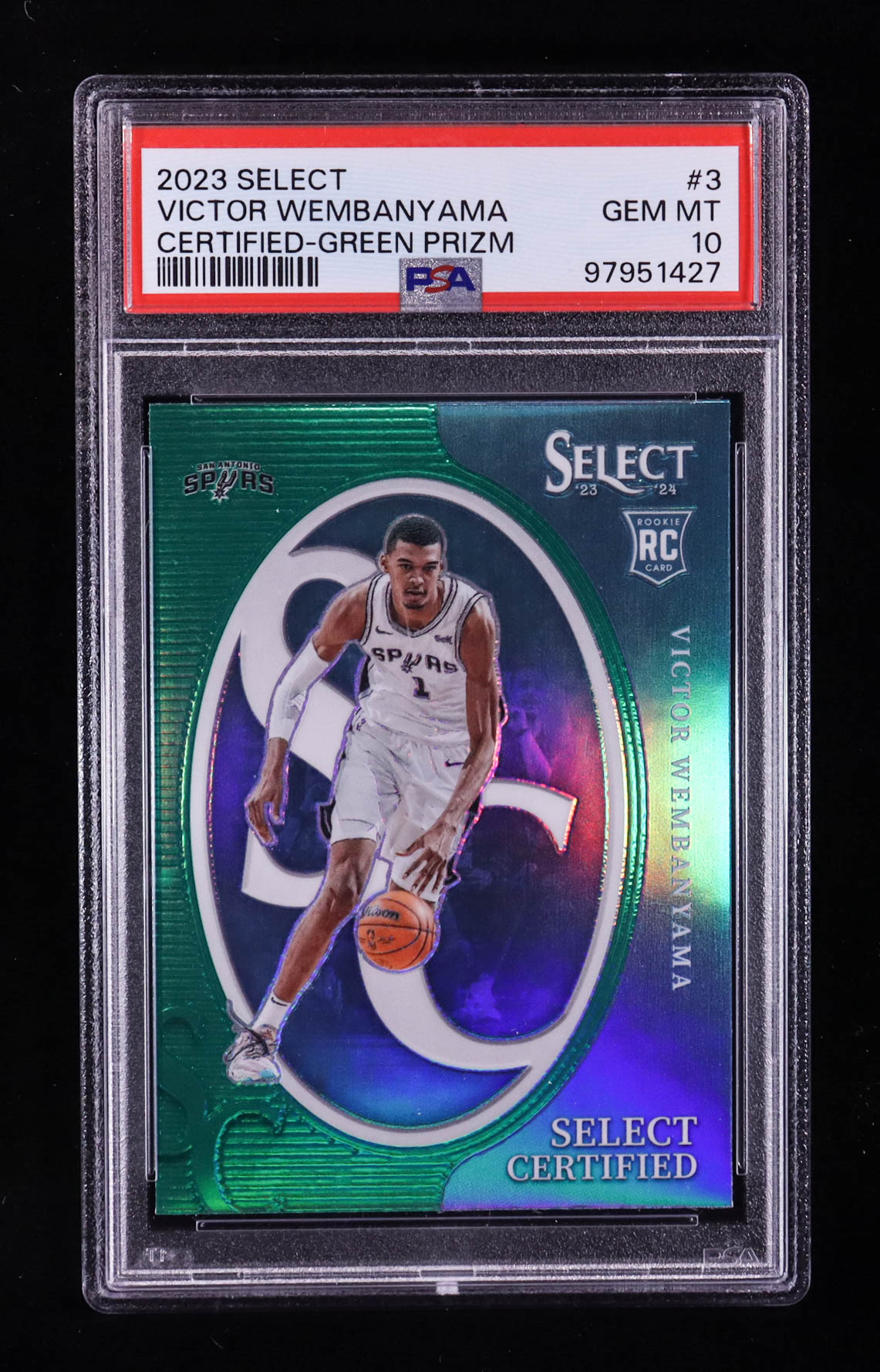 Victor Wembanyama 2023-24 Select Select Certified Green Prizm #3 RC (PSA 10) at PristineAuction.com Victor Wembanyama 2023-24 Select Select Certified Green Prizm #3 RC (PSA 10) at PristineAuction.com