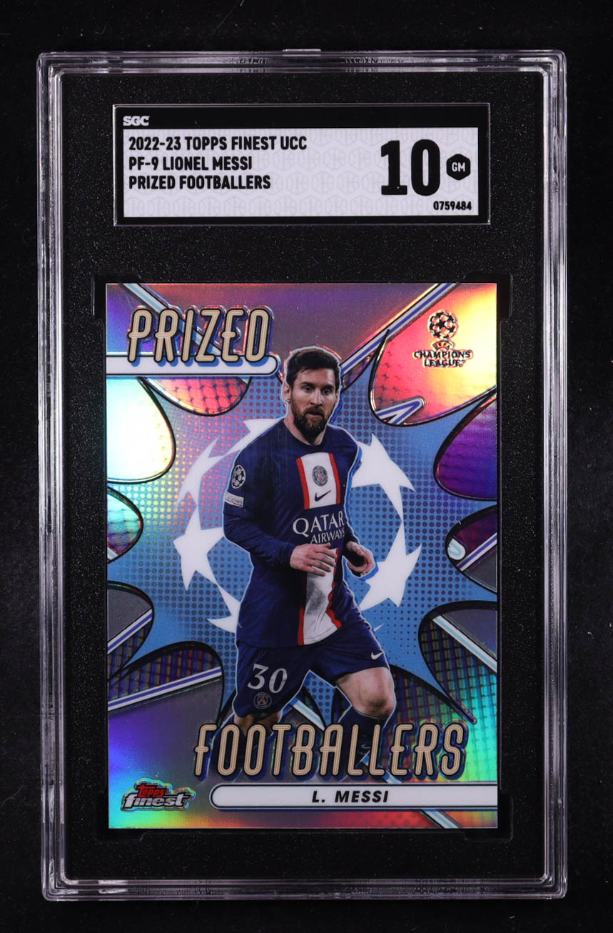 Lionel Messi 2022-23 Finest UEFA Club Competitions Prized Footballers #PF9 (SGC 10) at PristineAuction.com Lionel Messi 2022-23 Finest UEFA Club Competitions Prized Footballers #PF9 (SGC 10) at PristineAuction.com