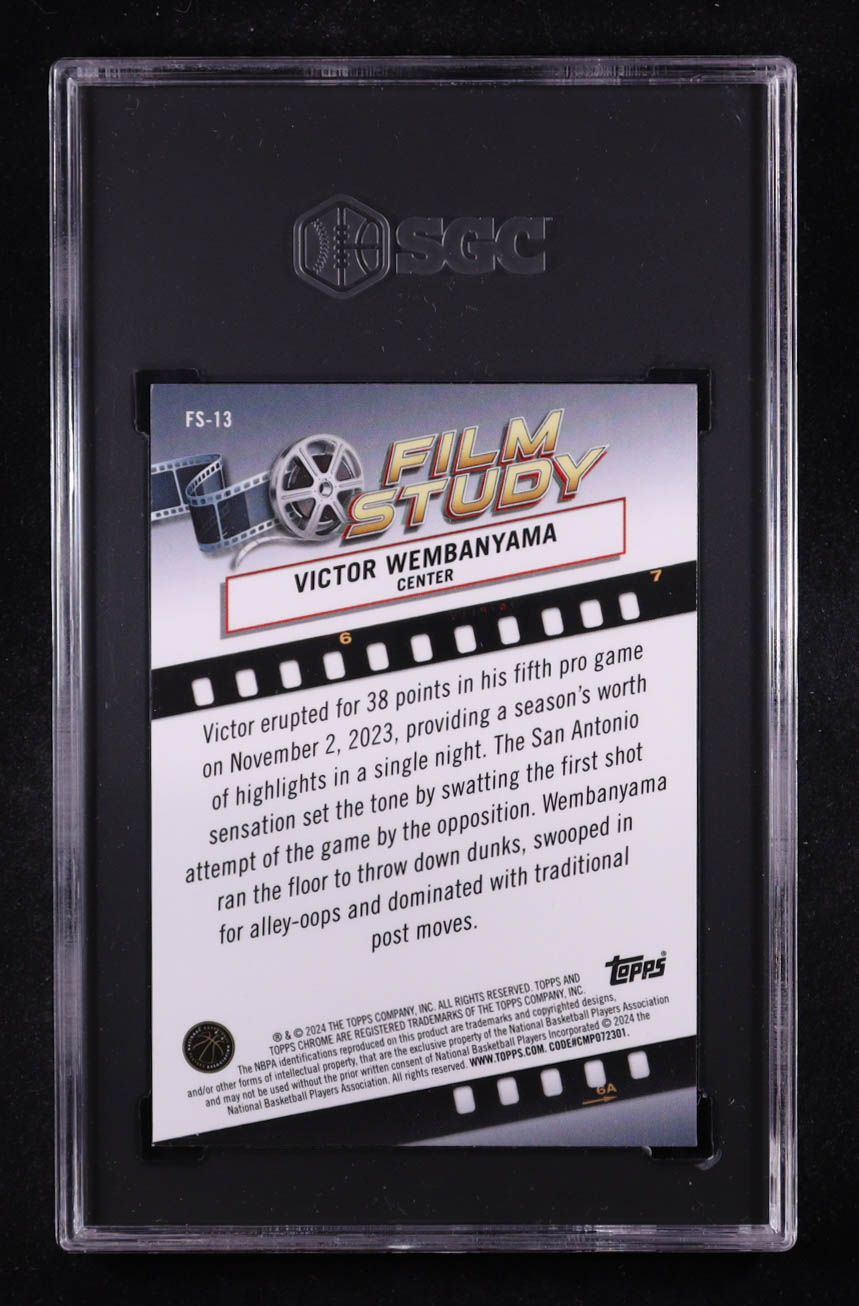 Victor Wembanyama 2023-24 Topps Chrome Film Study #FS13 RC (SGC 10) at PristineAuction.com Victor Wembanyama 2023-24 Topps Chrome Film Study #FS13 RC (SGC 10) at PristineAuction.com