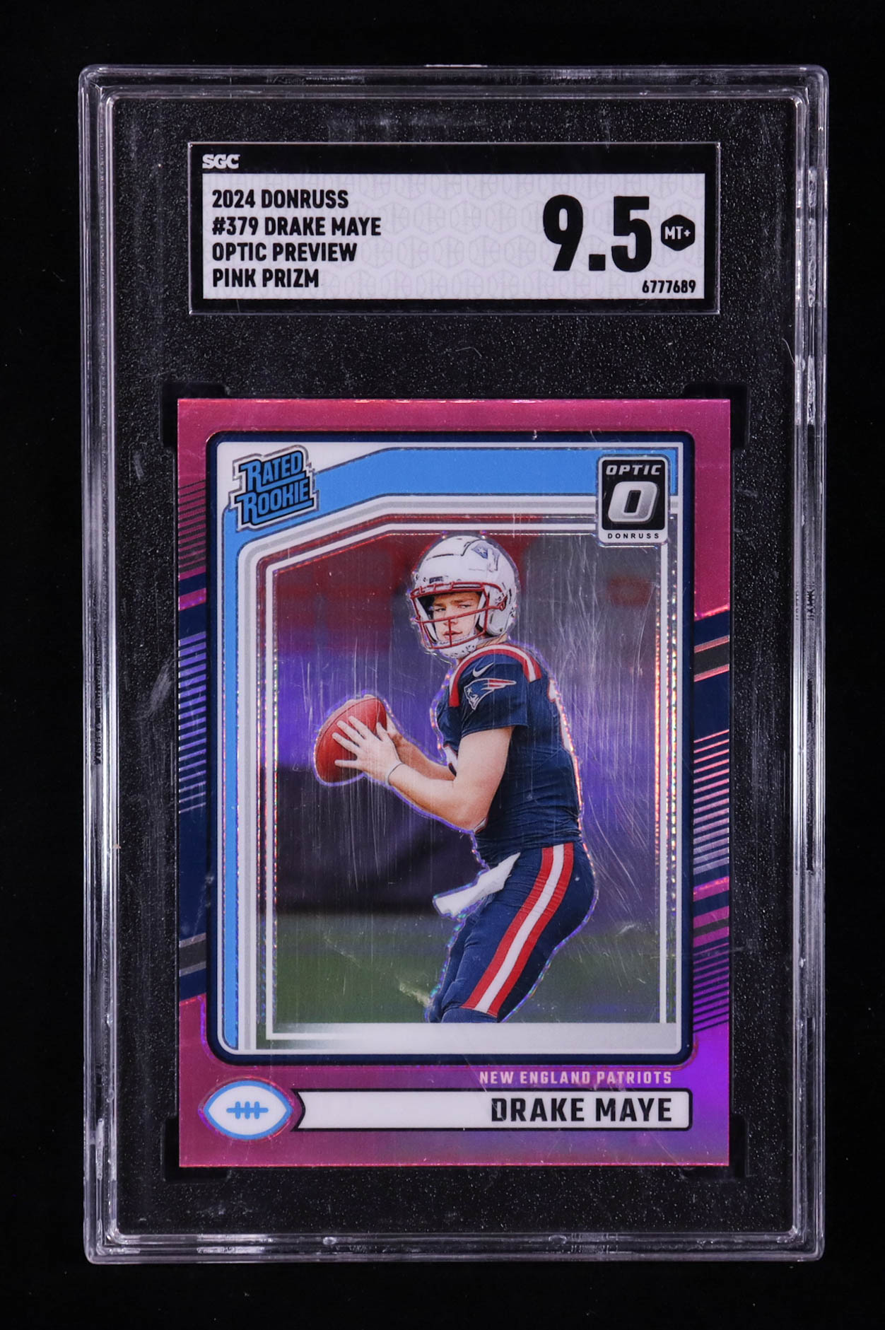 Drake Maye 2024 Donruss Optic Rated Rookies Preview Pink #379 RC (SGC 9.5) at PristineAuction.com Drake Maye 2024 Donruss Optic Rated Rookies Preview Pink #379 RC (SGC 9.5) at PristineAuction.com
