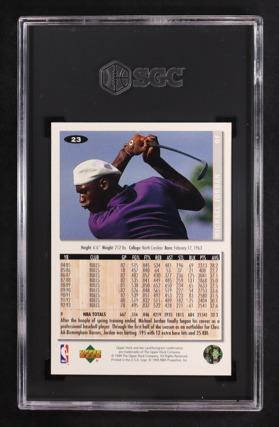 Michael Jordan 1994-95 Collector's Choice #23 BB RC (SGC 9) at PristineAuction.com Michael Jordan 1994-95 Collector's Choice #23 BB RC (SGC 9) at PristineAuction.com
