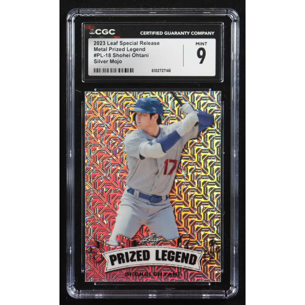 Shohei Ohtani 2023 Leaf Special Release Metal Prized Legend Silver Mojo #PL-18 #13/25 (CGC 9) at PristineAuction.com