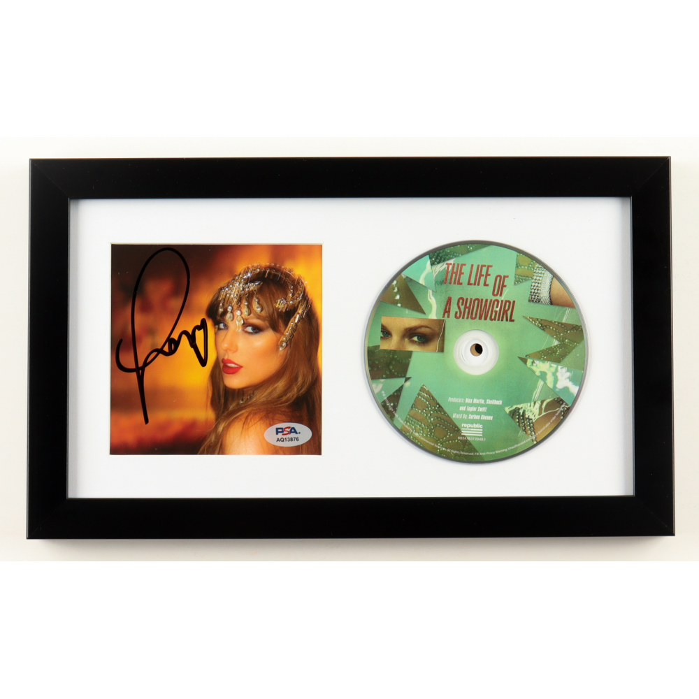 Taylor Swift Signed Custom Framed "The Life of a Showgirl" CD Album Insert Display (PSA) at PristineAuction.com