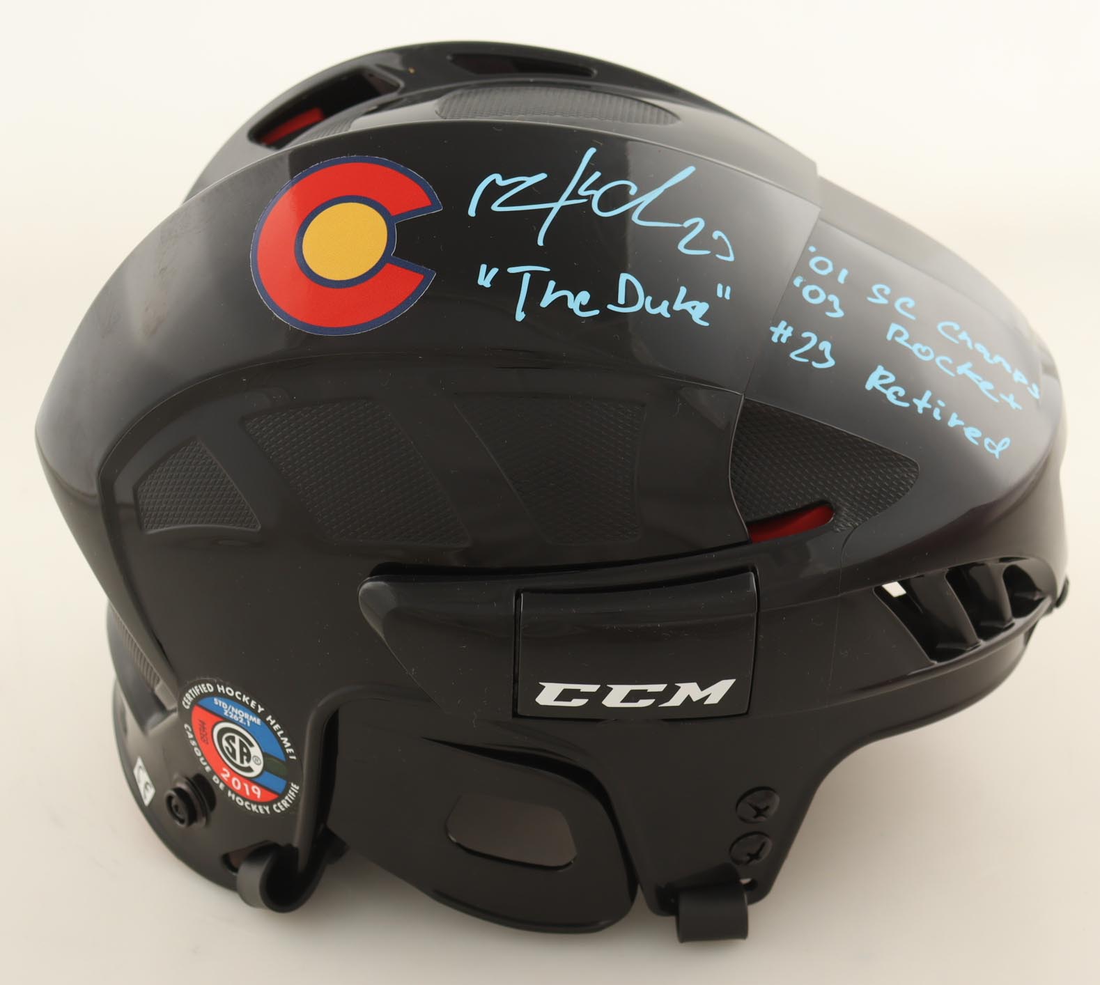 Milan Hejduk Signed Avalanche Full-Size Authentic On-Ice Hockey Helmet With (4) Inscriptions (Beckett) at PristineAuction.com Milan Hejduk Signed Avalanche Full-Size Authentic On-Ice Hockey Helmet With (4) Inscriptions (Beckett) at PristineAuction.com