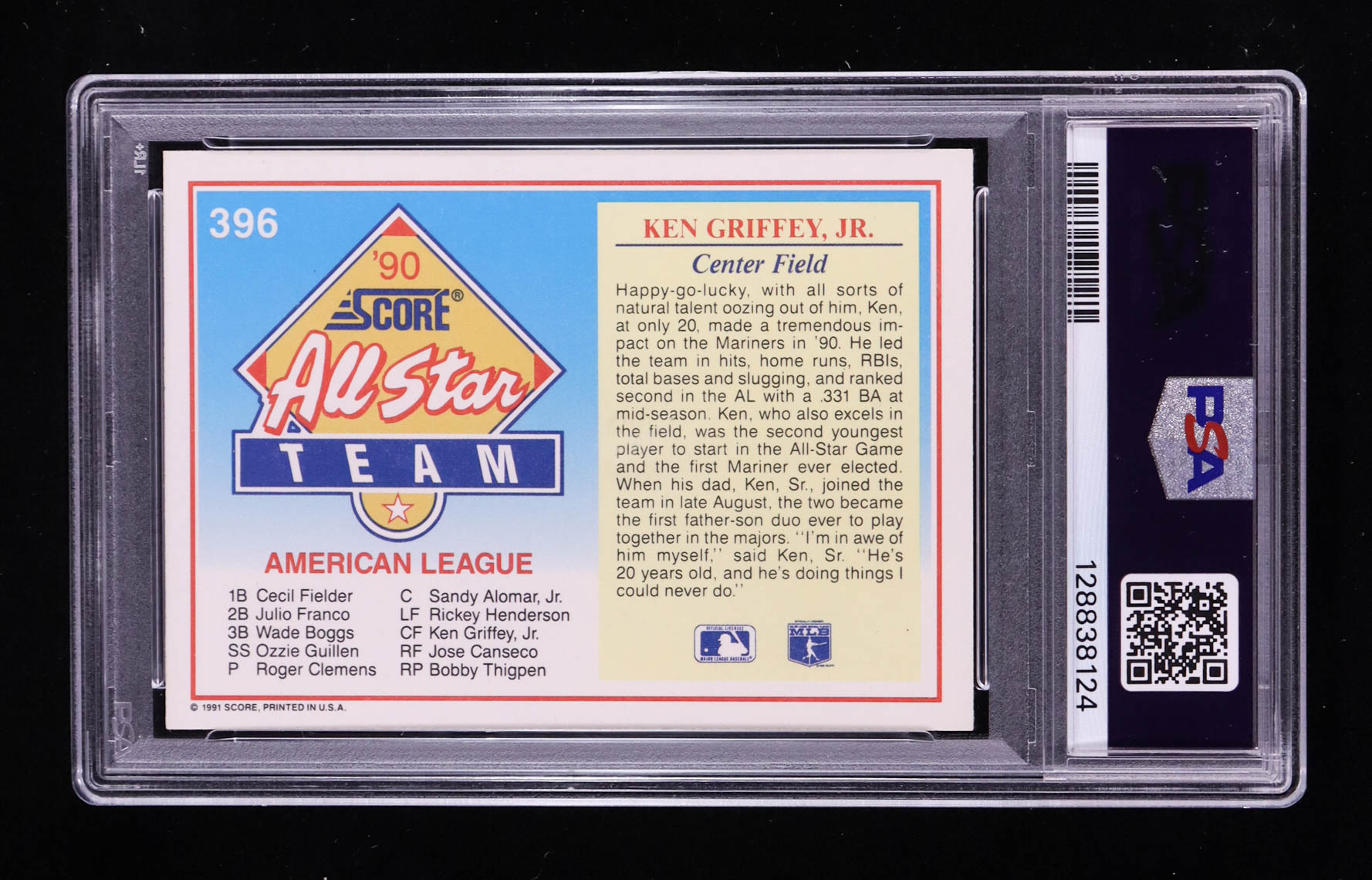 Ken Griffey Jr. 1991 Score #396 (PSA 10) at PristineAuction.com Ken Griffey Jr. 1991 Score #396 (PSA 10) at PristineAuction.com