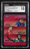 Pele / Lionel Messi / Cristiano Ronaldo 2024 Leaf Special Release Metal Exclusive Legends Edition Pink Mojo Triple #ELE-104 #7/10 (CGC 10) at PristineAuction.com
