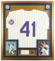 Tom Seaver Signed Custom Framed Cut Display with Jersey & 1969 World Series Pin (JSA) at PristineAuction.com