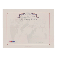 George Mendonsa Signed LE 4.25x5.5 "V.J. Day" Cut Inscribed "The Kissing Sailor" (PSA) at PristineAuction.com