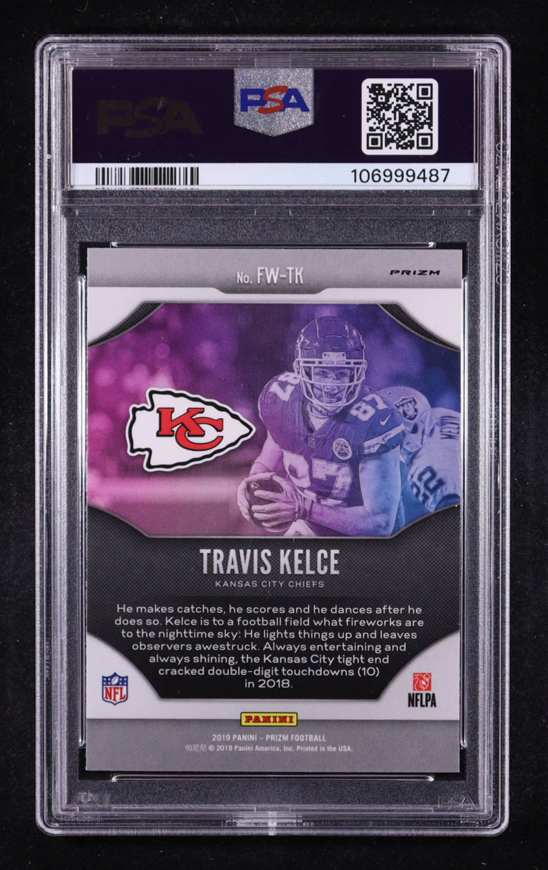 Travis Kelce 2019 Panini Prizm Fireworks Prizms Green #15 (PSA 10) at PristineAuction.com Travis Kelce 2019 Panini Prizm Fireworks Prizms Green #15 (PSA 10) at PristineAuction.com
