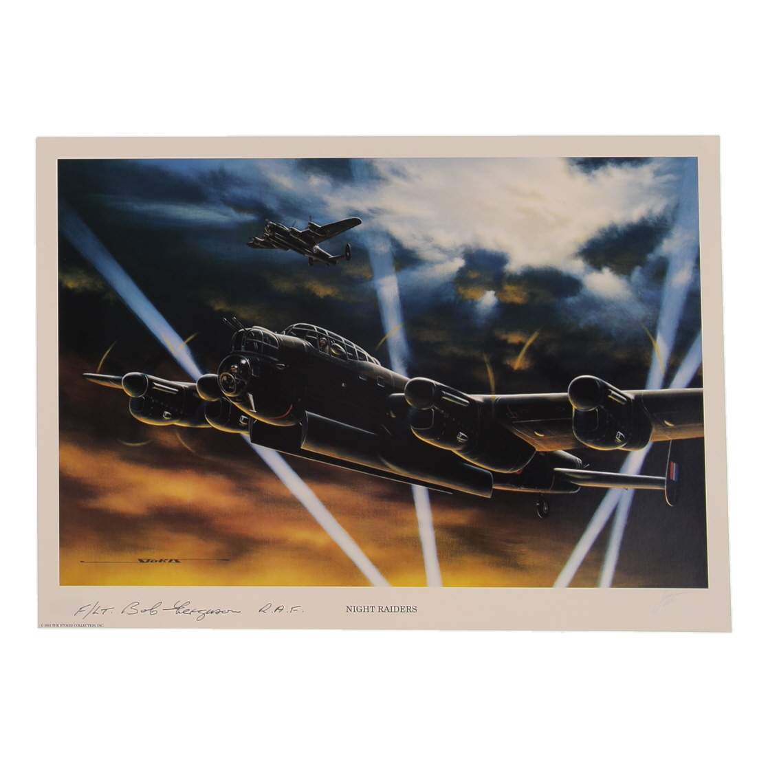 Robert Ferguson Signed Stan Stokes "Night Raiders" Lithograph Inscribed "F/LT" & "R.A.F." (AIV) at PristineAuction.com Robert Ferguson Signed Stan Stokes "Night Raiders" Lithograph Inscribed "F/LT" & "R.A.F." (AIV) at PristineAuction.com