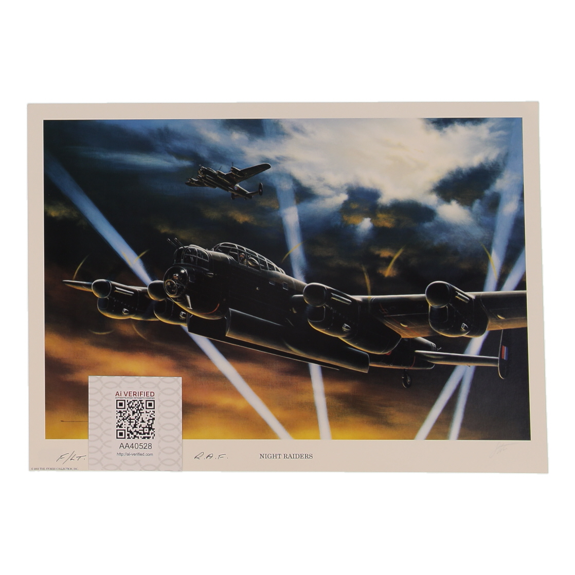 Robert Ferguson Signed Stan Stokes "Night Raiders" Lithograph Inscribed "F/LT" & "R.A.F." (AIV) at PristineAuction.com Robert Ferguson Signed Stan Stokes "Night Raiders" Lithograph Inscribed "F/LT" & "R.A.F." (AIV) at PristineAuction.com