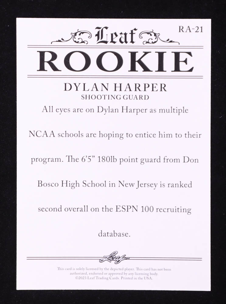 Dylan Harper 2023 Leaf Special Release Rookie Achievement Purple #RA21 RC #7/10 at PristineAuction.com Dylan Harper 2023 Leaf Special Release Rookie Achievement Purple #RA21 RC #7/10 at PristineAuction.com