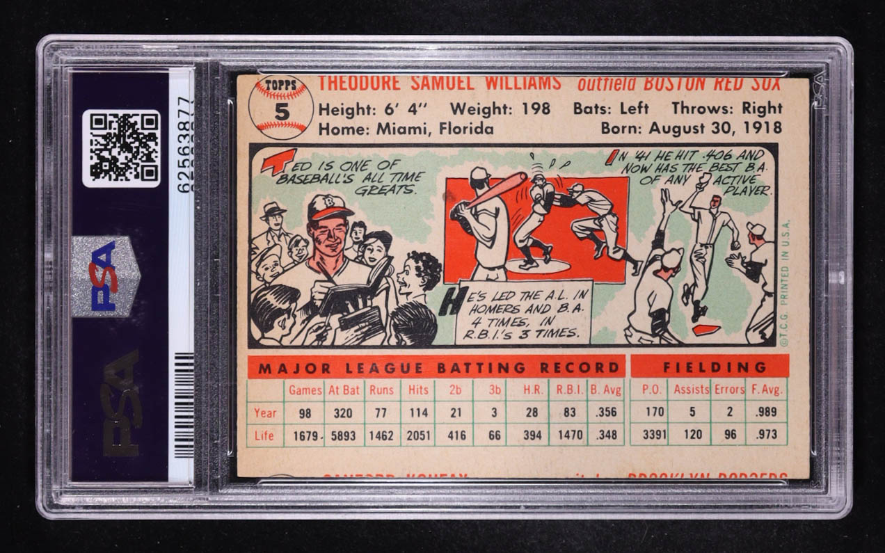 Ted Williams 1956 Topps #5 (PSA 6) (MC) at PristineAuction.com Ted Williams 1956 Topps #5 (PSA 6) (MC) at PristineAuction.com