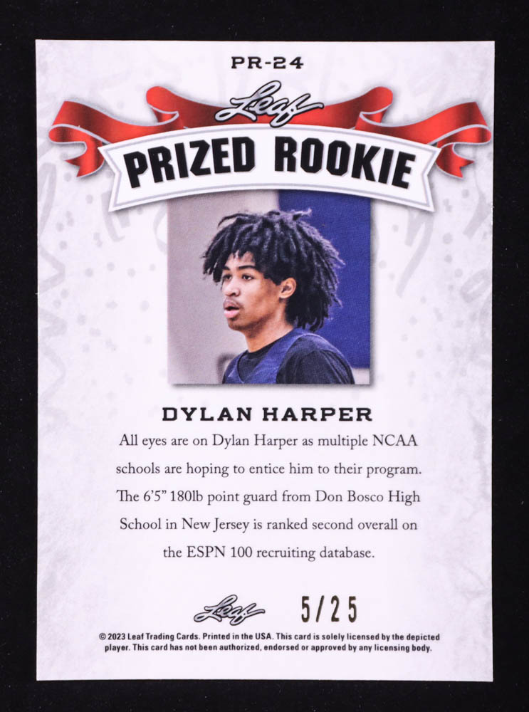 Dylan Harper 2023 Leaf Special Release Prized Rookie Silver Wave #PR24 #5/25 RC at PristineAuction.com Dylan Harper 2023 Leaf Special Release Prized Rookie Silver Wave #PR24 #5/25 RC at PristineAuction.com