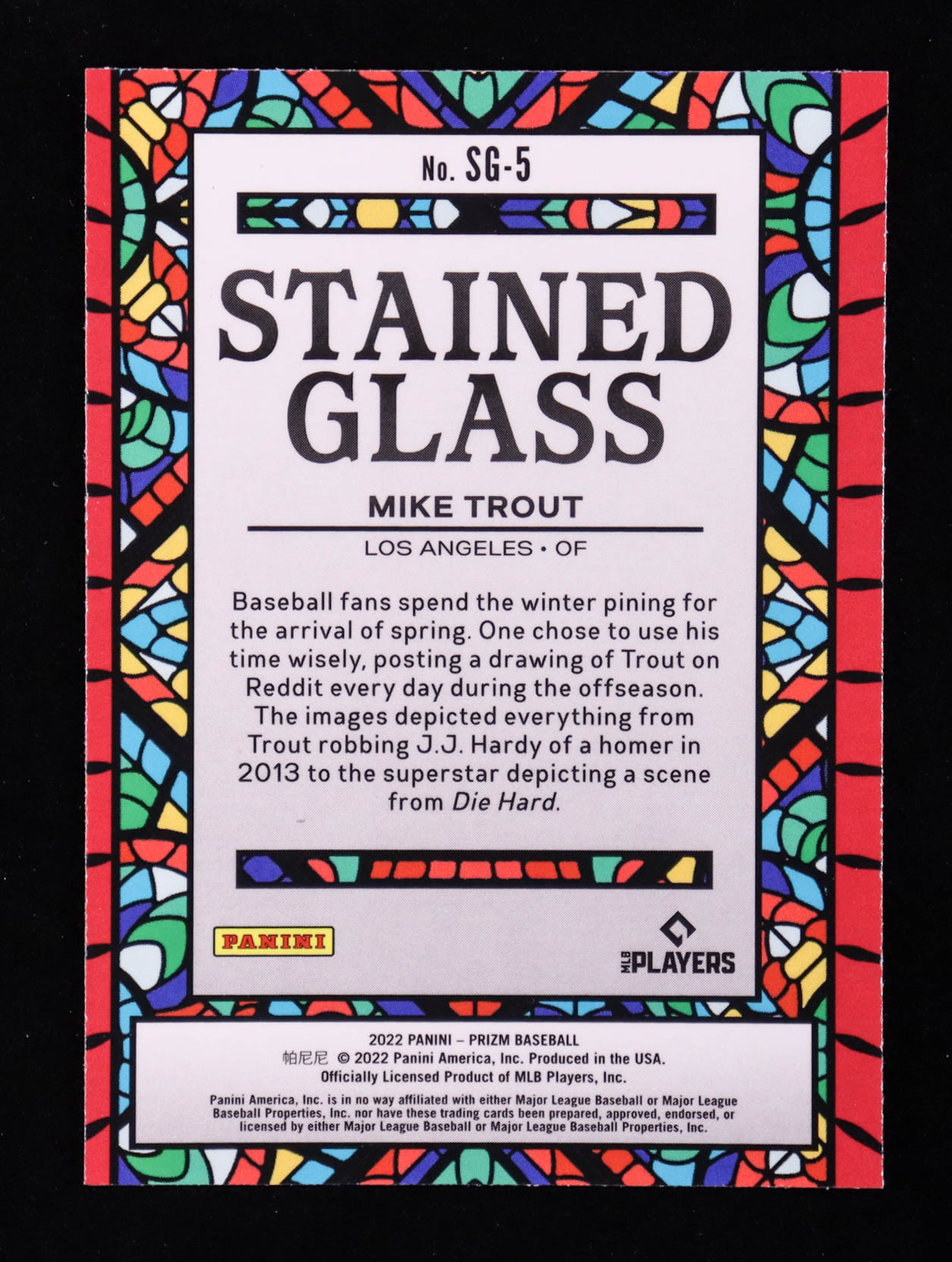 Mike Trout 2022 Panini Prizm Stained Glass #5 at PristineAuction.com Mike Trout 2022 Panini Prizm Stained Glass #5 at PristineAuction.com