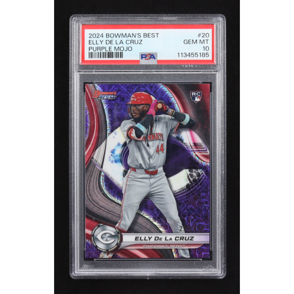 Elly De La Cruz 2024 Bowman's Best Purple Mojo #20 RC #229/250 (PSA 10) at PristineAuction.com