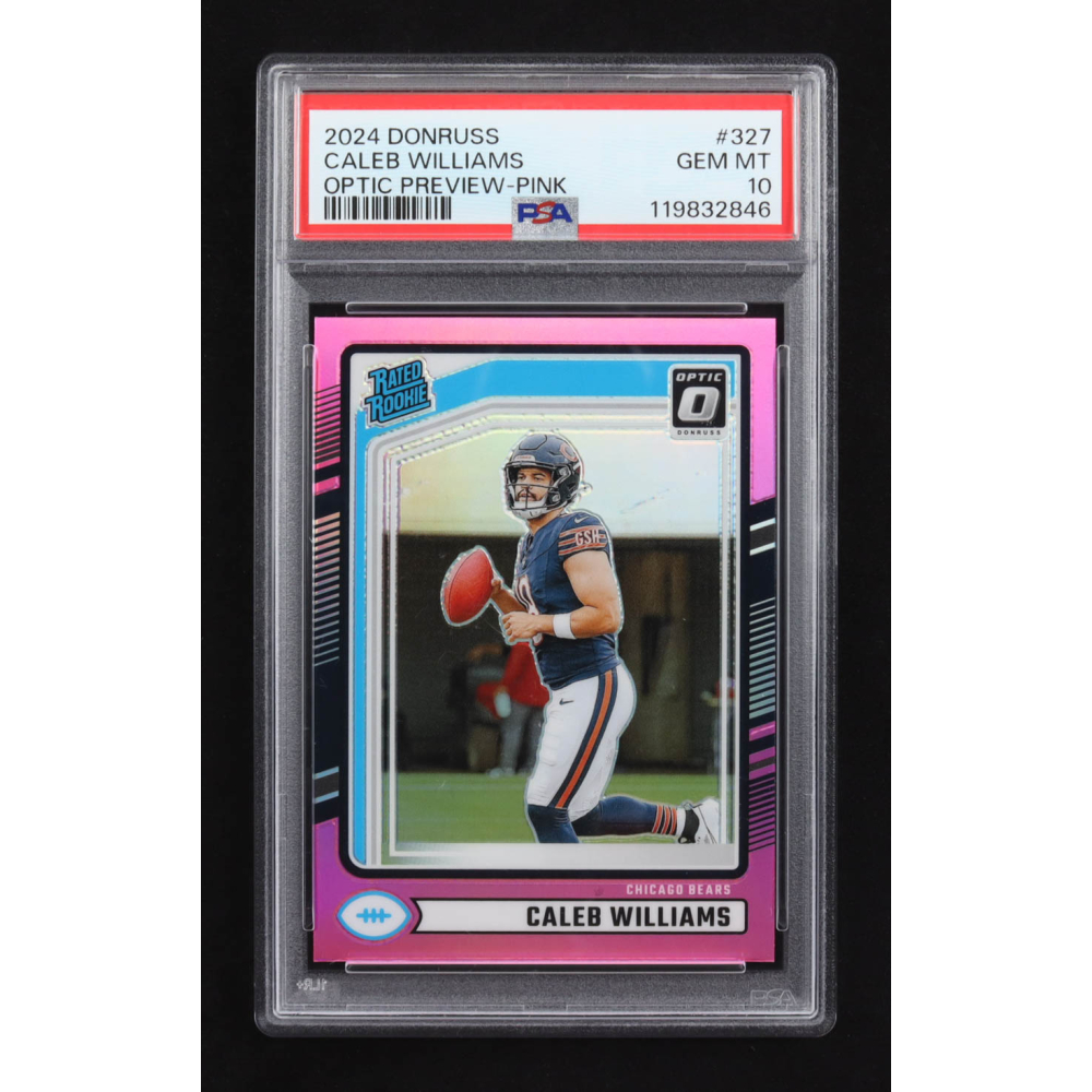 Caleb Williams 2024 Panini Donruss Optic Preview Pink RR #327 RC (PSA 10) at PristineAuction.com